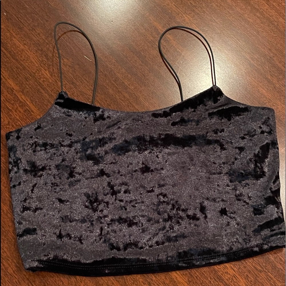 Black velvet crop top cami